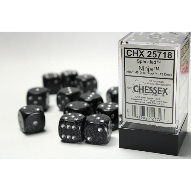 Chessex: Speckled 16mm D6 Ninja (x12)