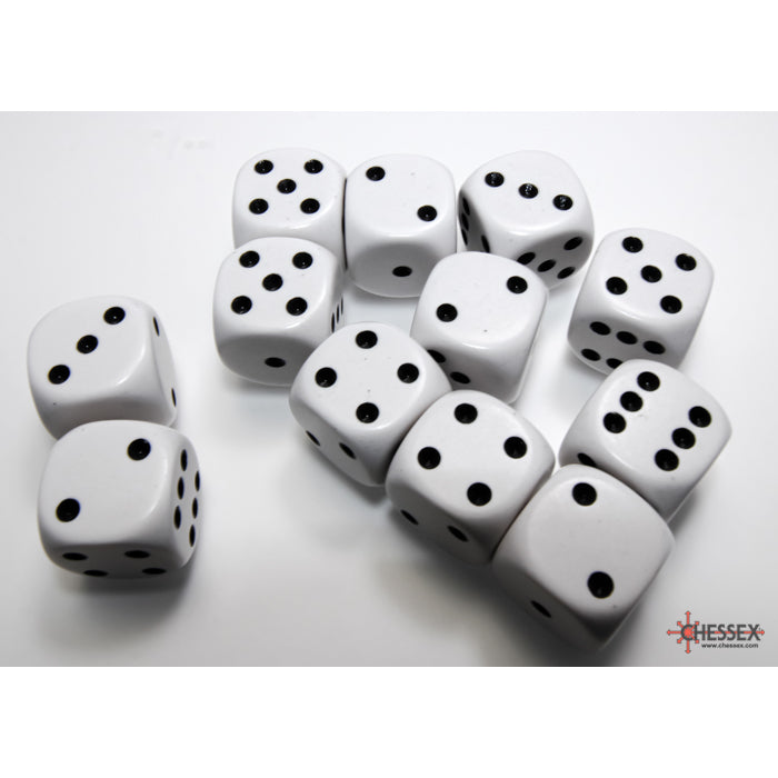 Chessex: Opaque 16mm D6 White/Black (x12)