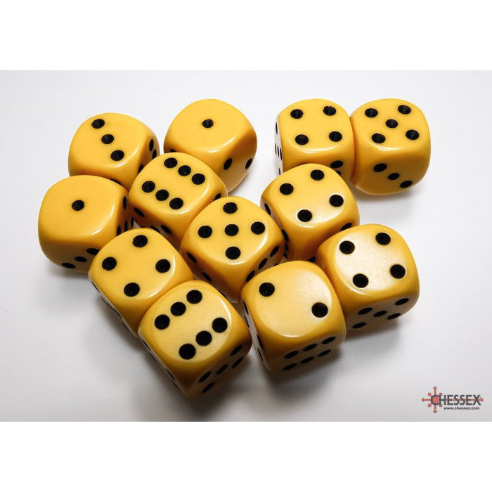 Chessex: Opaque 16mm D6 Yellow/Black  (x12)