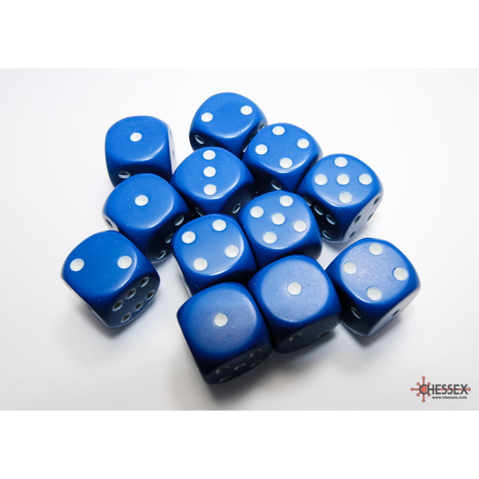 Chessex: Opaque 16mm D6 Blue/White (x12)