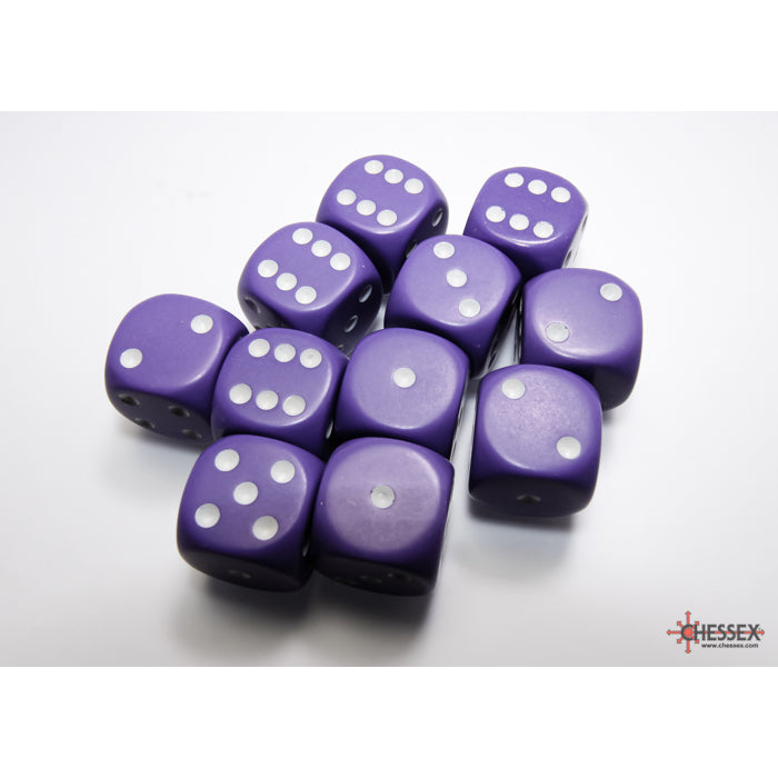 Chessex: Opaque 16mm D6 Purple/White (x12)