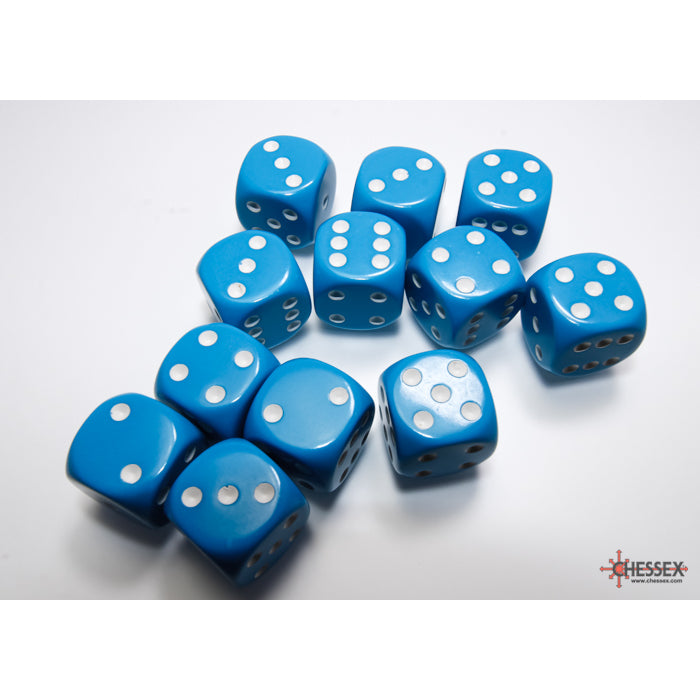 Chessex: Opaque 16mm D6 Light Blue/White (x12)