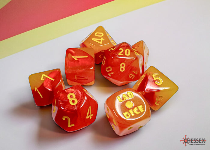 Chessex: Gemini Polyhedral Gellow-Red/Yellow Luminary 7-Die Set