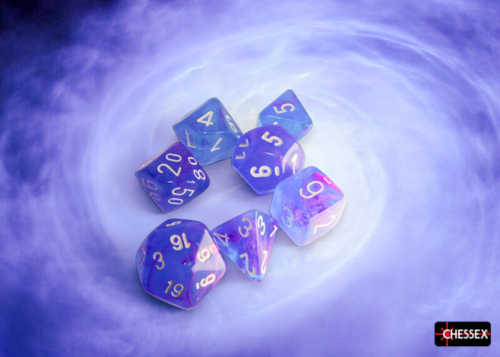 Chessex: Nebula Polyhedral Aura/White Luminary 7-Die Set