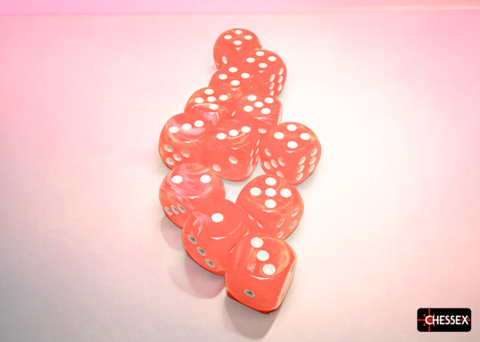 Chessex: Festive 16mm D6 Dahlia/White (x12)