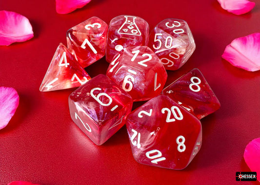 Chessex: Borealis Polyhedral Passion/White Luminary 7-Die Set