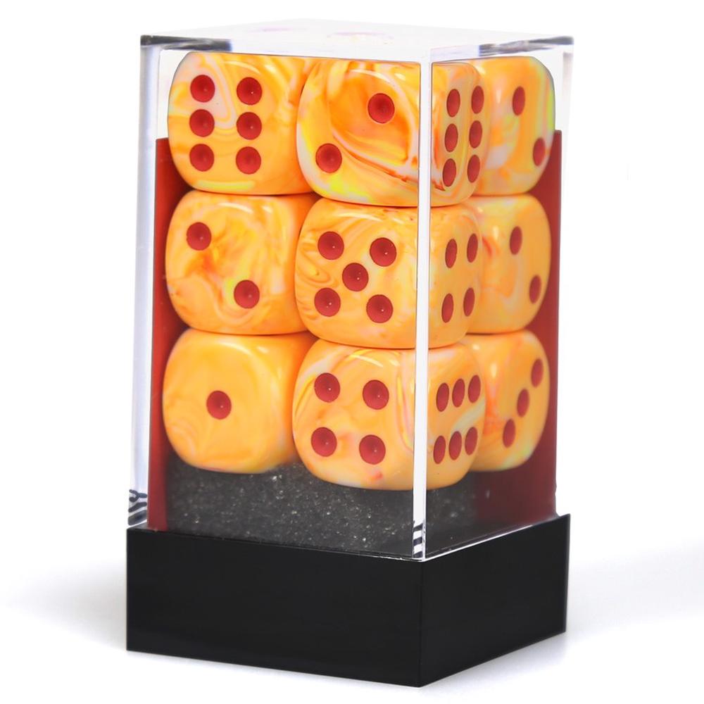 Chessex: Festive 16mm D6 Sunburst/Red (x12)