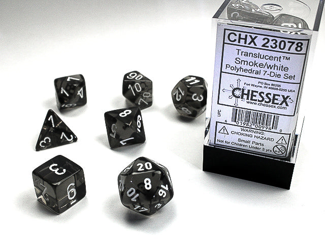 Chessex: Translucent Polyhedral Smoke/White 7-Die Set