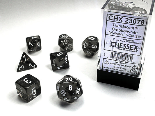 Chessex: Translucent Polyhedral Smoke/White 7-Die Set