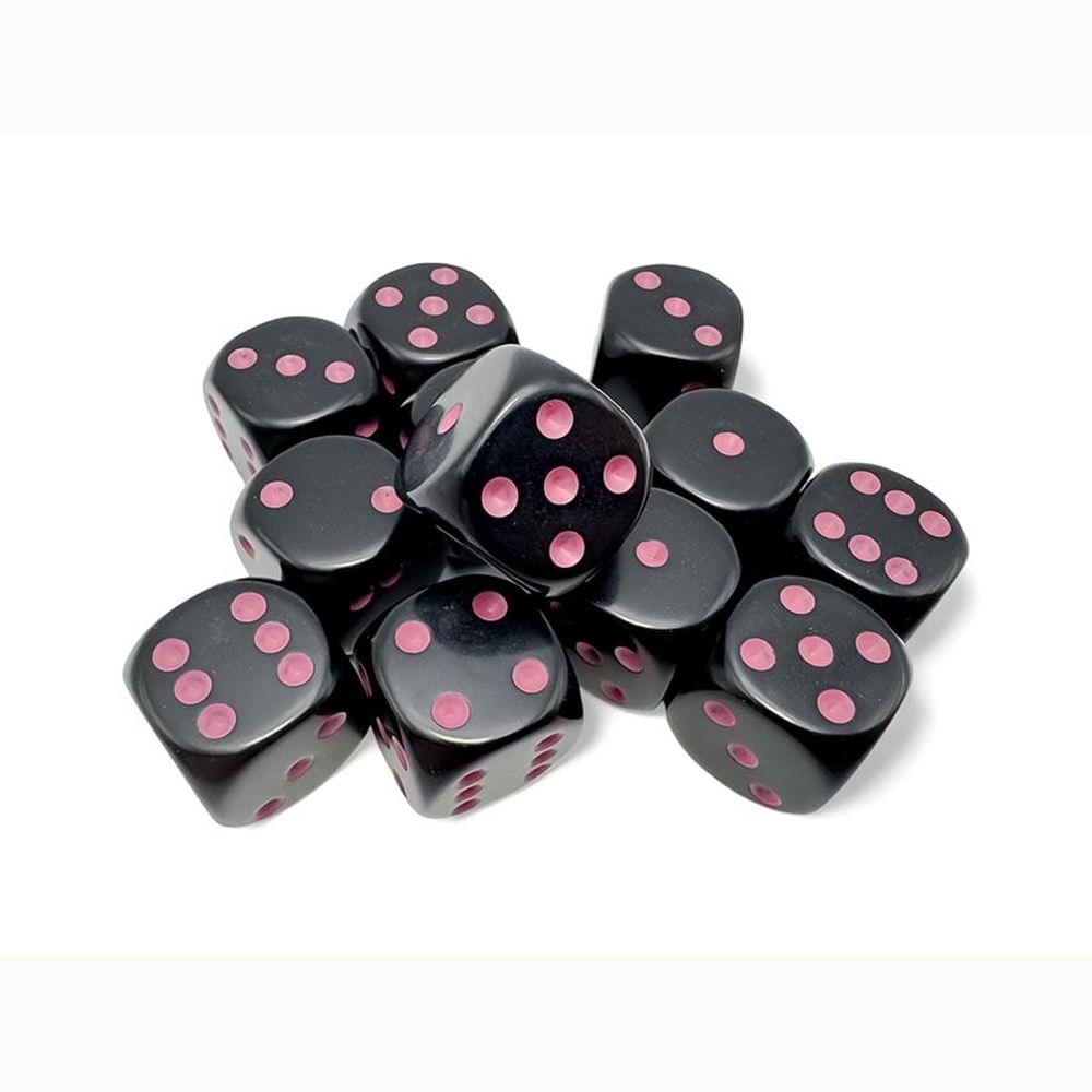 Chessex: Opaque 16mm D6 Black/Pink (x12)