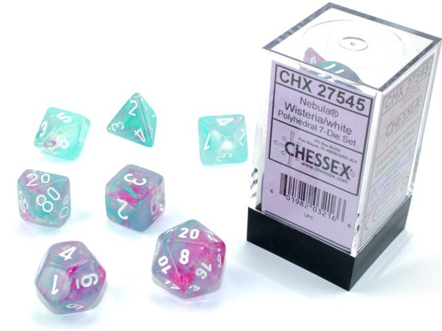 Chessex: Nebula Polyhedral Wisteria/White Luminary 7-Die Set