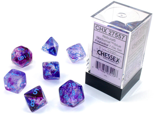 Chessex: Nebula Polyhedral Nocturnal/Blue Luminary 7-Die Set