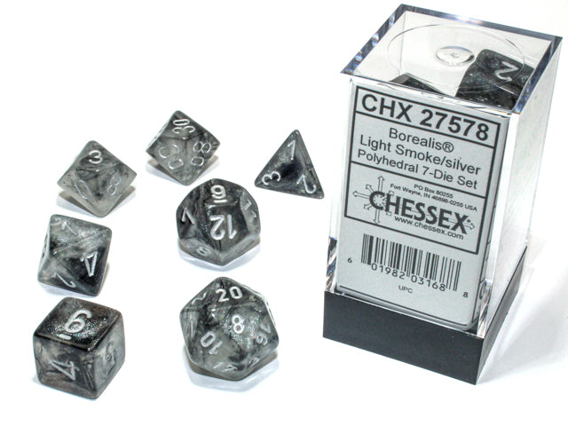 Chessex: Borealis Polyhedral Light Smoke/Silver Luminary 7-Die Set