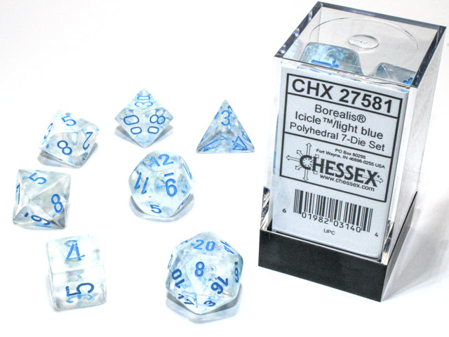 Chessex: Borealis Polyhedral Icicle/Light Blue Luminary 7-Die Set