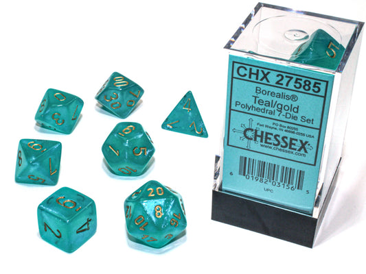 Chessex: Borealis Polyhedral Teal/Gold Luminary 7-Die Set