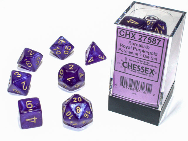 Chessex: Borealis Polyhedral Royal Purple/Gold Luminary 7-Die Set