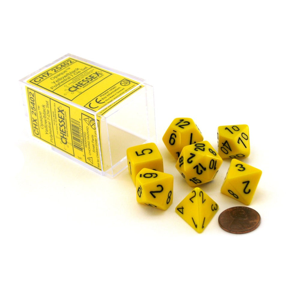 Chessex: Opaque Polyhedral Yellow/Black 7-Die Set