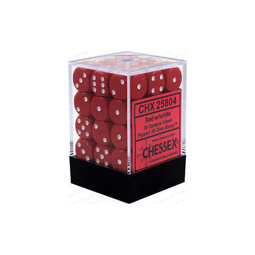 Chessex: Opaque 12mm D6 Red/White (x36)