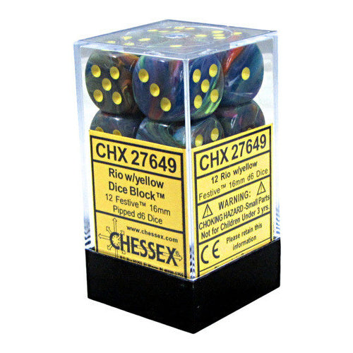 Chessex: Festive 16mm D6 Rio/Yellow (x12)