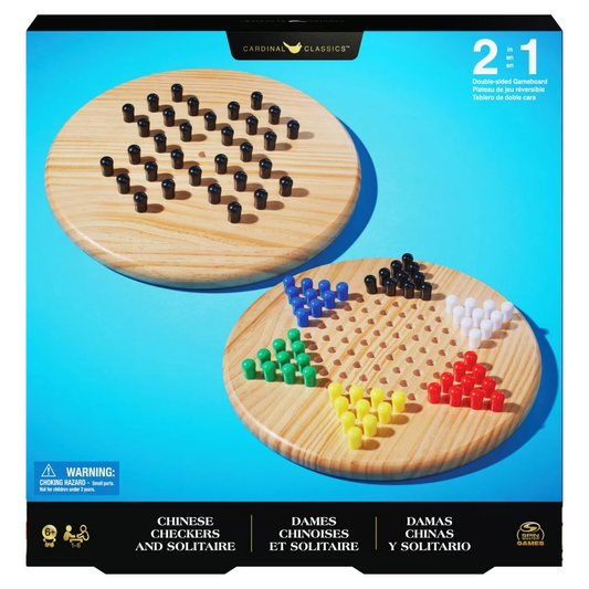 Cardinal Classics: Wooden 2in1 Chinese Checkers & Solitaire