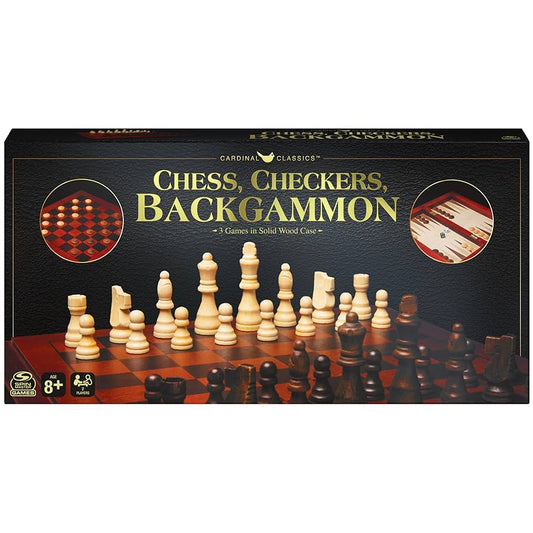 Cardinal Classics: Wooden 3in1 Chess, Checkers & Backgammon