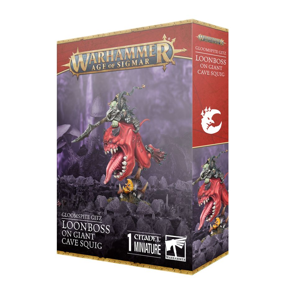 Age of Sigmar: Gloomspite Gitz Loonboss on Giant Cave Squig