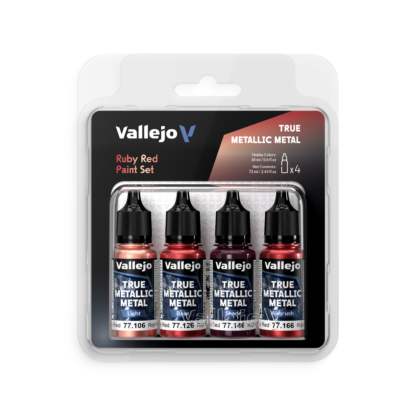 Vallejo: True Metallic Metal Ruby Red 4pk Paint Set