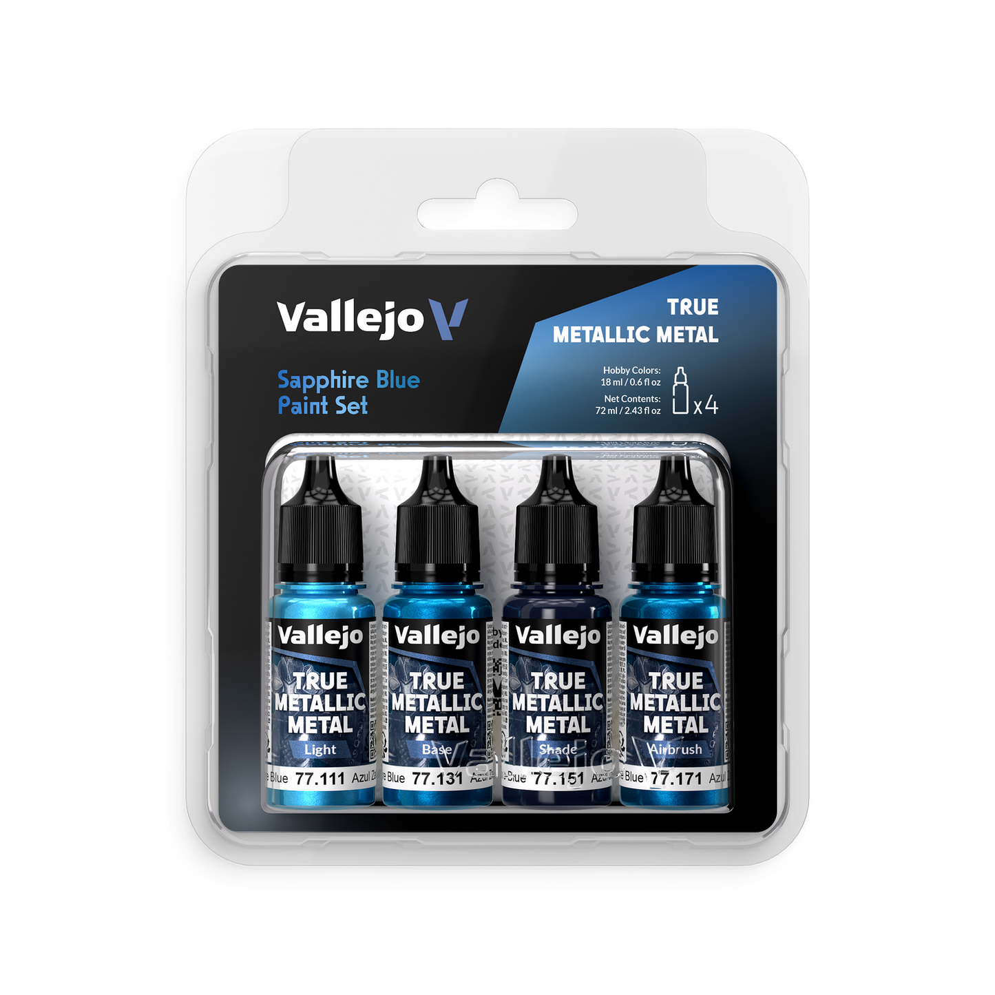 Vallejo: True Metallic Metal Sapphire Blue 4pk Paint Set