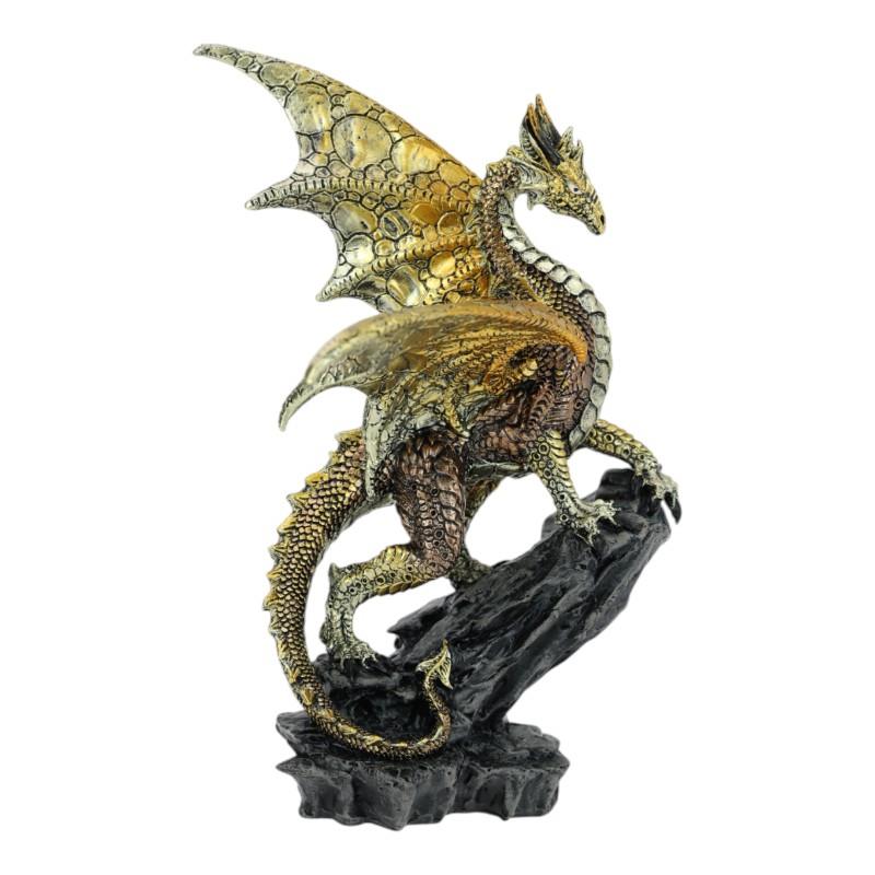 Gold Dragon on Cliff 27cm