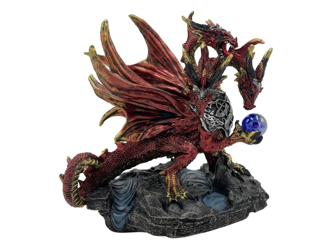 Red 3 Headed Hydra Dragon with Ball 19cm