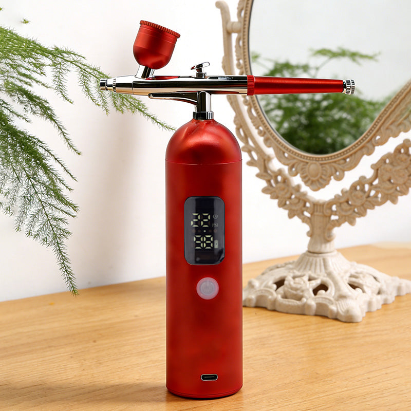 Hangar Hobbies: Portable Rechargeable Airbrush Kit with Hose (Red)