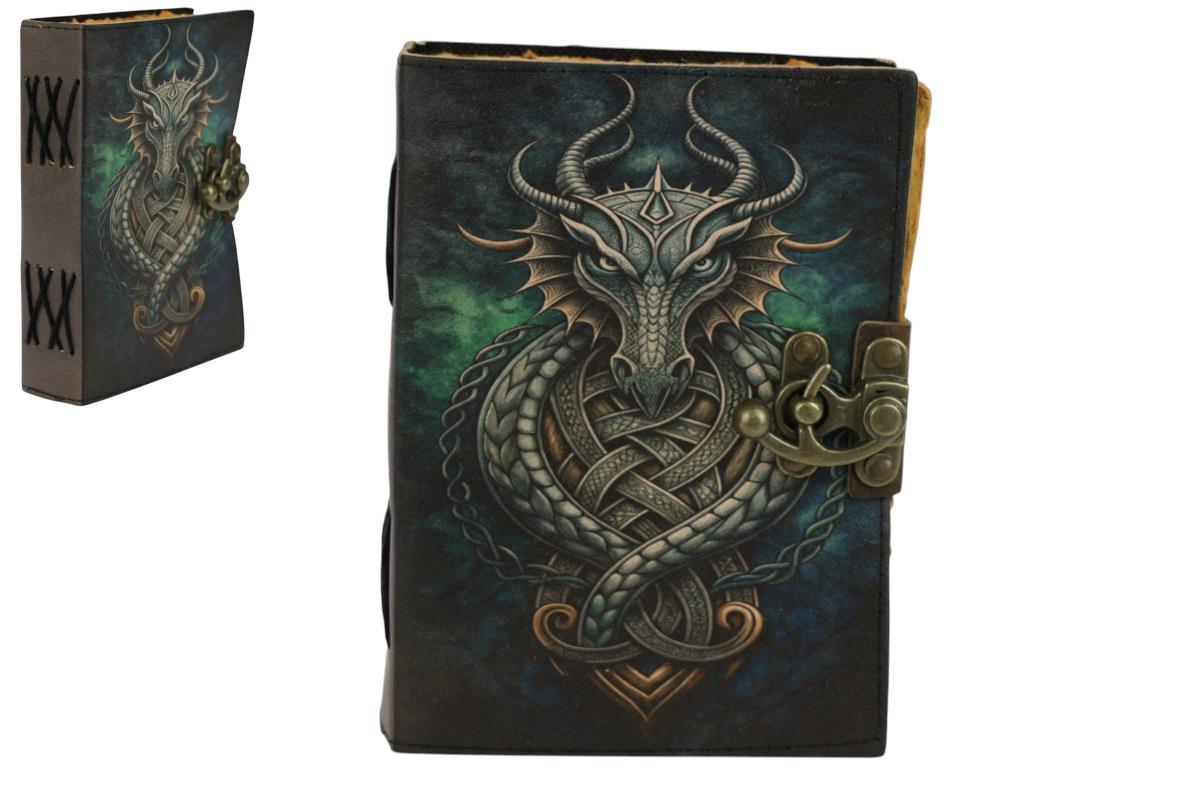 Antique Leather Journal with Dragon Design 18cm