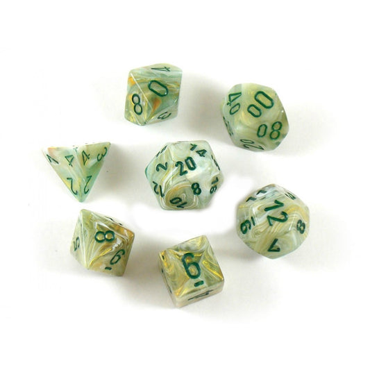 Chessex: Marble Polyhedral Green/Dark Green 7-Die Set