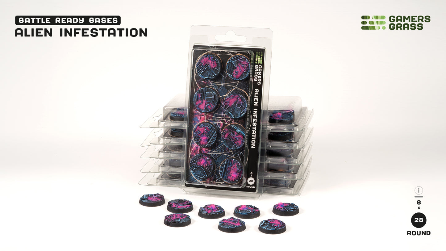 Gamers Grass: Bases Alien Infestation Round 28mm (x8)