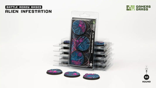 Gamers Grass: Bases Alien Infestation Round 50mm (x3)
