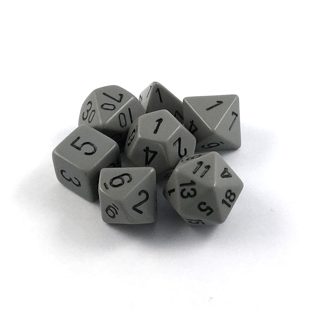 Chessex: Opaque Polyhedral Dark Grey/Black 7-Die Set