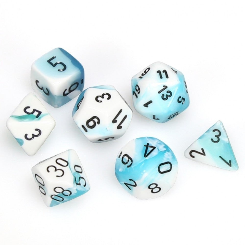 Chessex: Gemini Polyhedral Teal-White/Black 7-Die Set