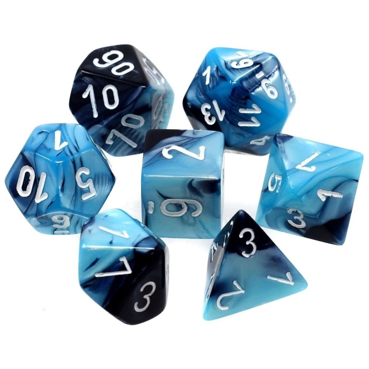 Chessex: Gemini Polyhedral Black-Shell/White 7-Die Set