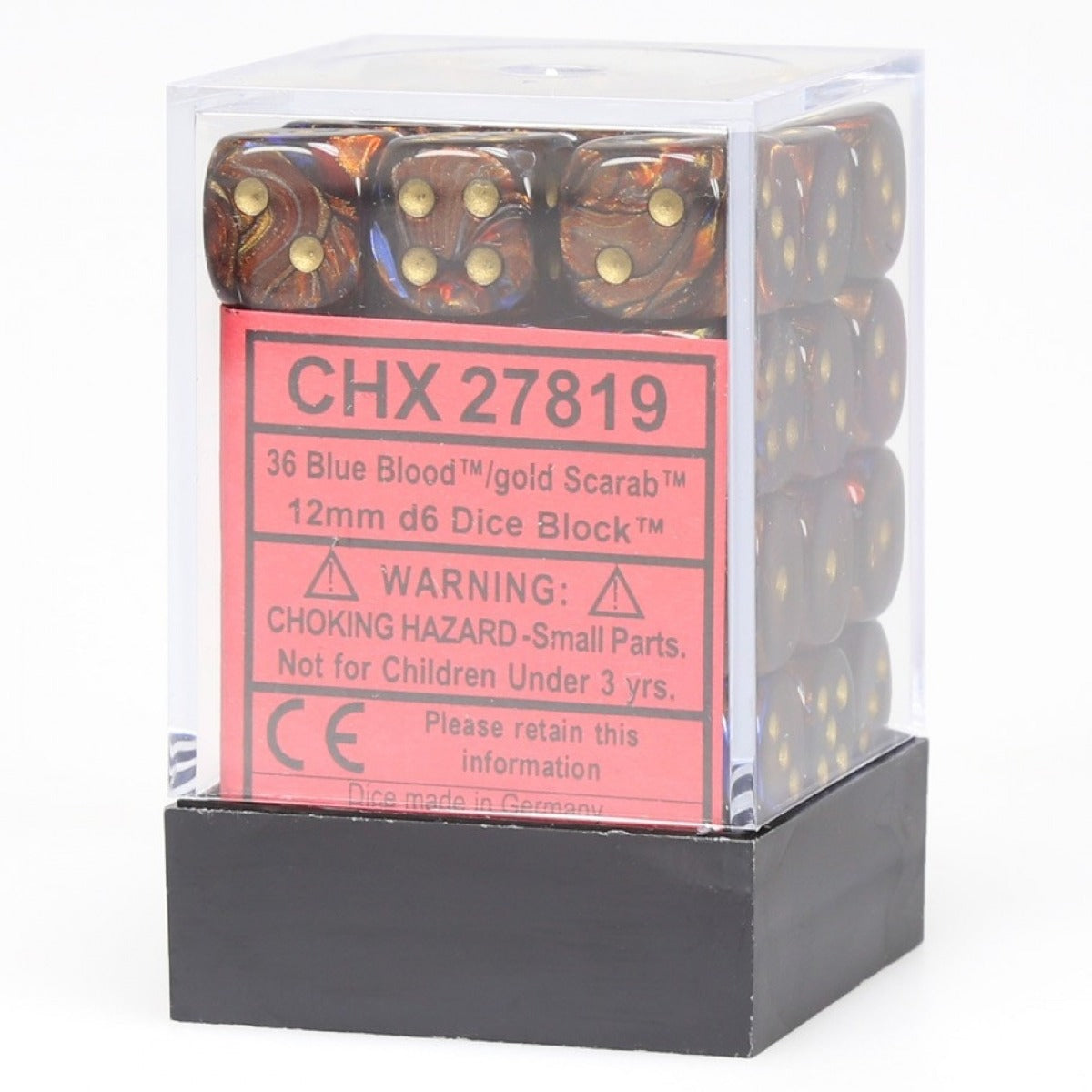 Chessex: Scarab 12mm D6 Blue Blood/Gold (x36)