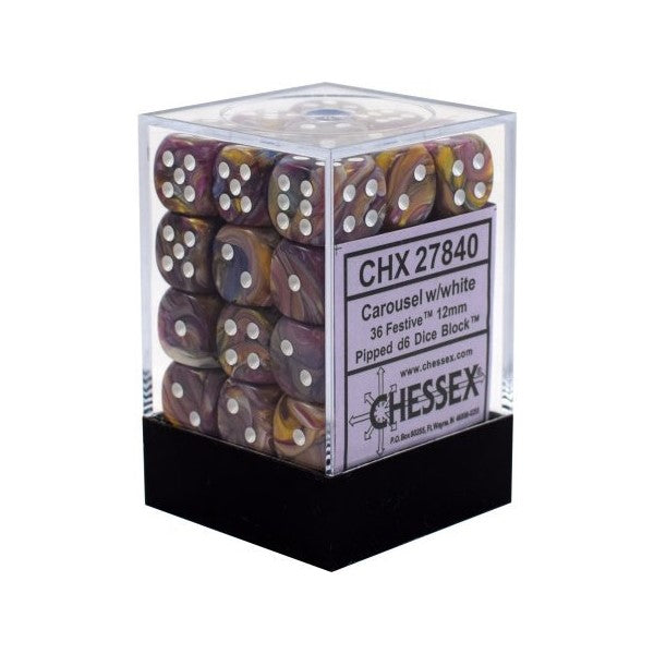 Chessex: Festive 12mm D6 Carousel/White (x36)