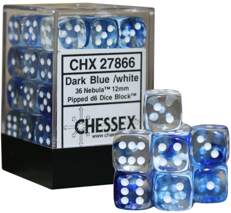 Chessex: Nebula 12mm D6 Dark Blue/White (x36)