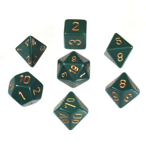 Chessex: Opaque Polyhedral Dusty Green/Copper 7-Die Set