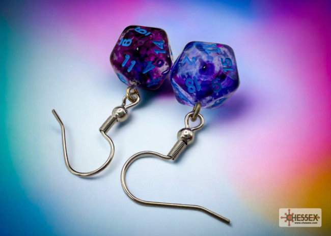 Chessex: Earrings Mini D20 Pair Nebula Nocturnal (Hook)