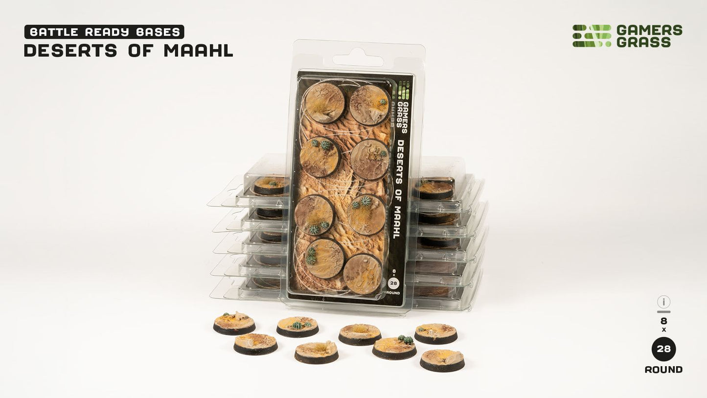 Gamers Grass: Bases Deserts of Maahl Round 28mm (x8)