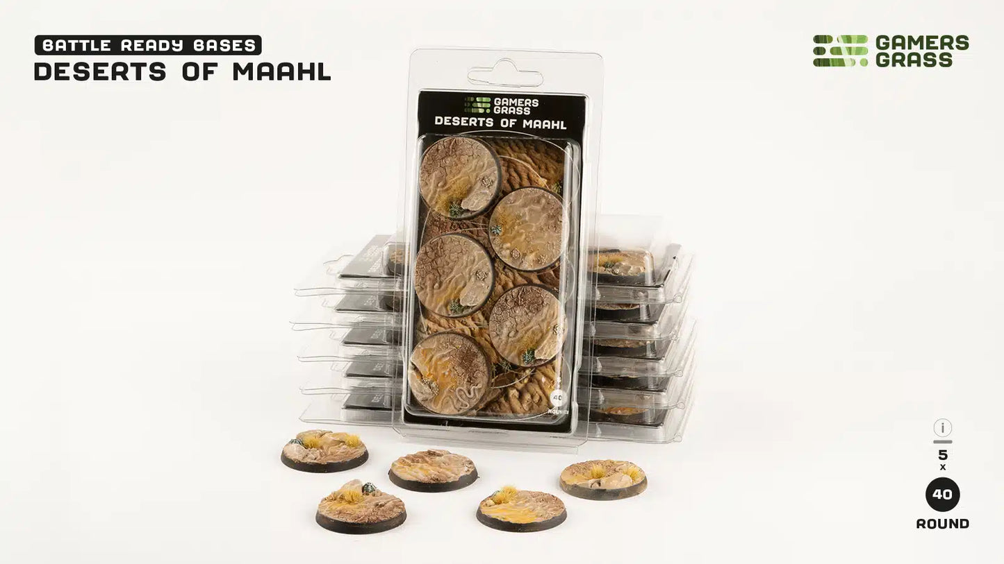 Gamers Grass: Bases Deserts of Maahl Round 40mm (x5)