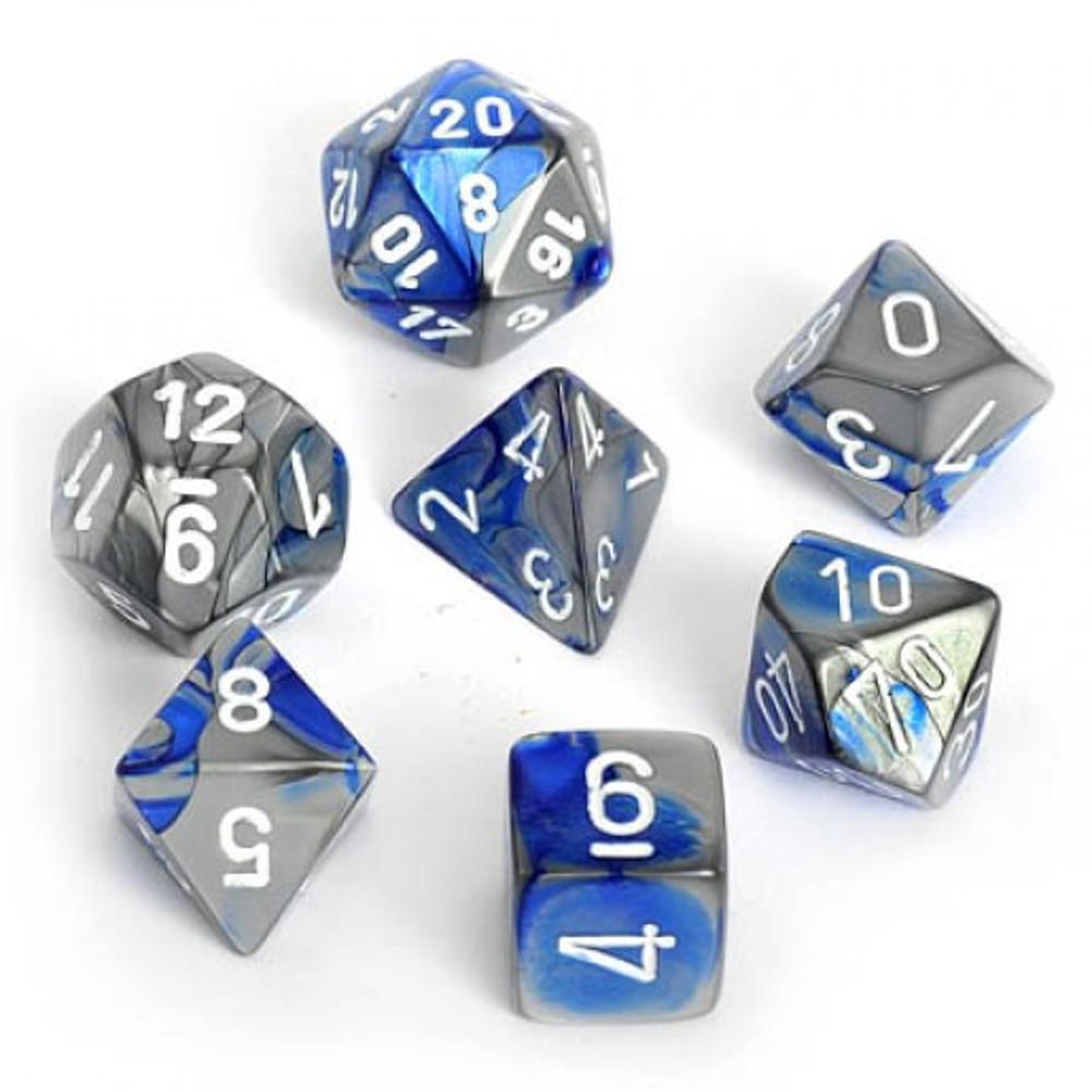 Chessex: Gemini Polyhedral Blue-Steel/White 7-Die Set