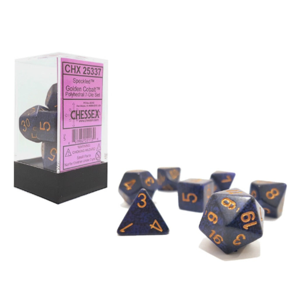 Chessex: Speckled Polyhedral Golden Cobalt 7-Die Set
