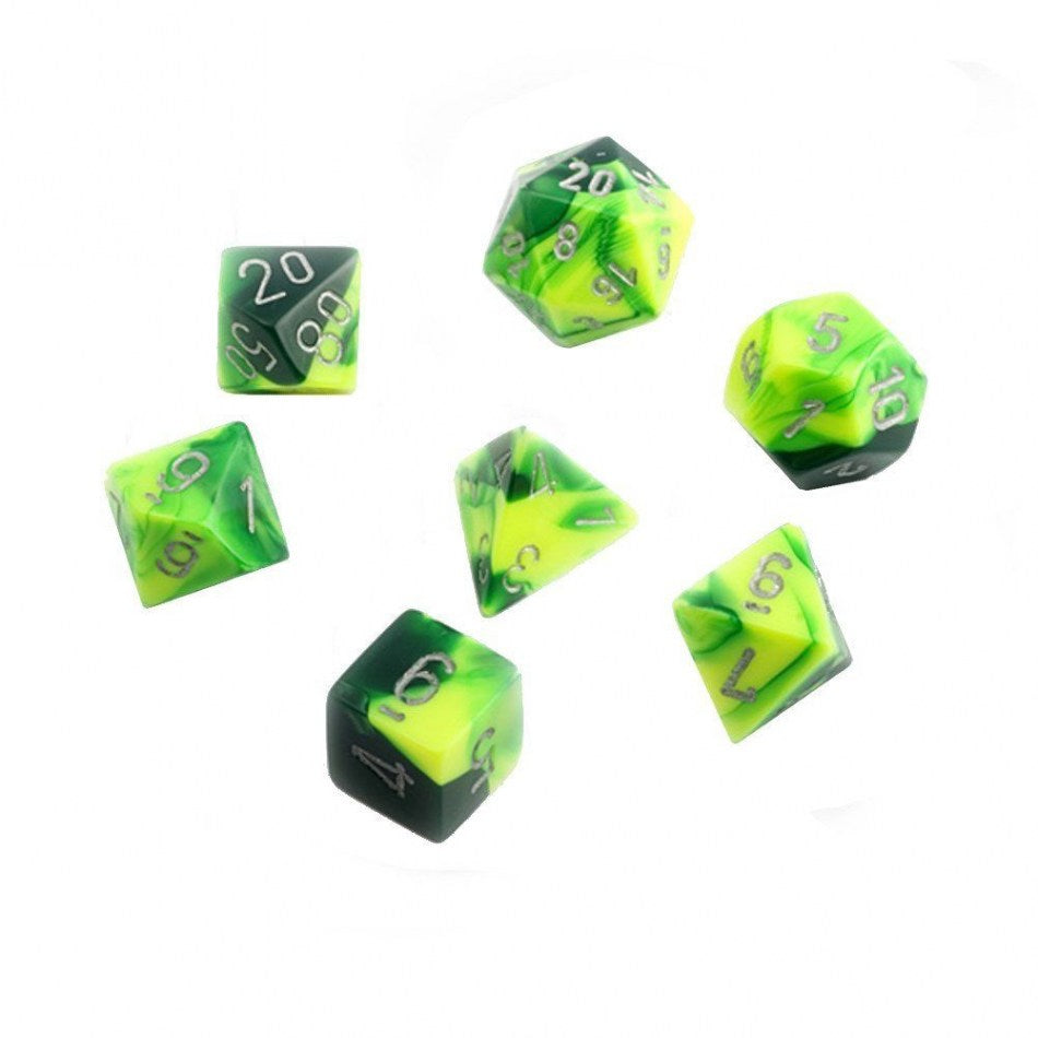 Chessex: Gemini Polyhedral Green Yellow/Silver 7-Die Set