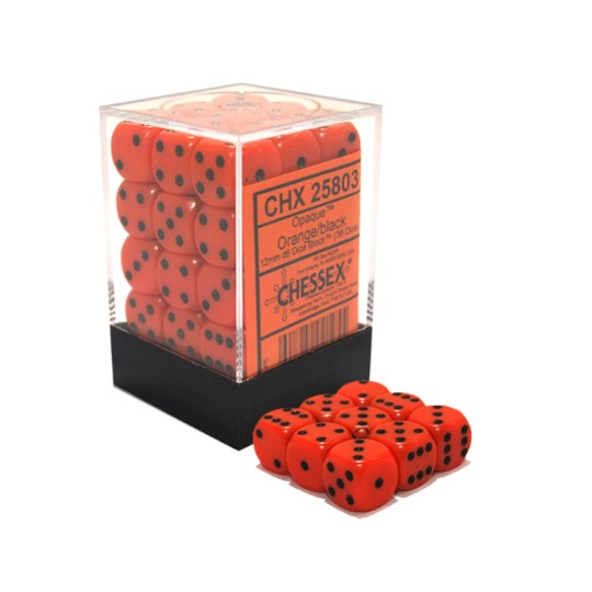 Chessex: Opaque 12mm D6 Orange/Black (x36)