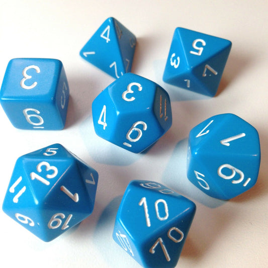 Chessex: Opaque Polyhedral Light Blue/White 7-Die Set